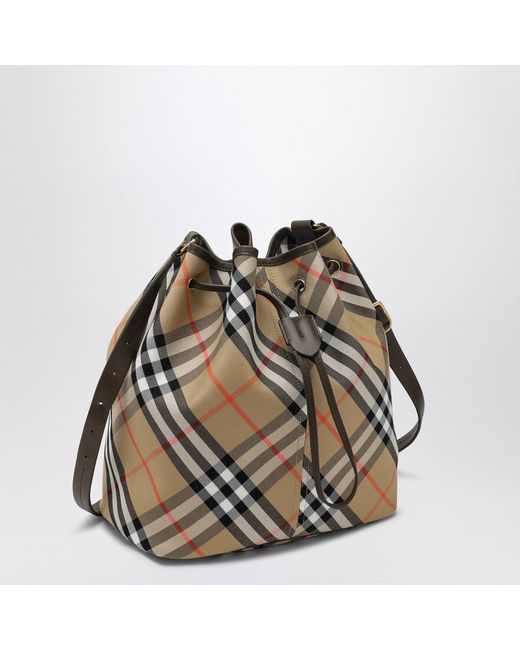 Burberry Multicolor Medium Bucket Bag With Check Pattern