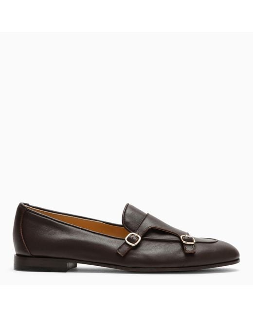Doucal's Brown Leather Double Buckle Loafer