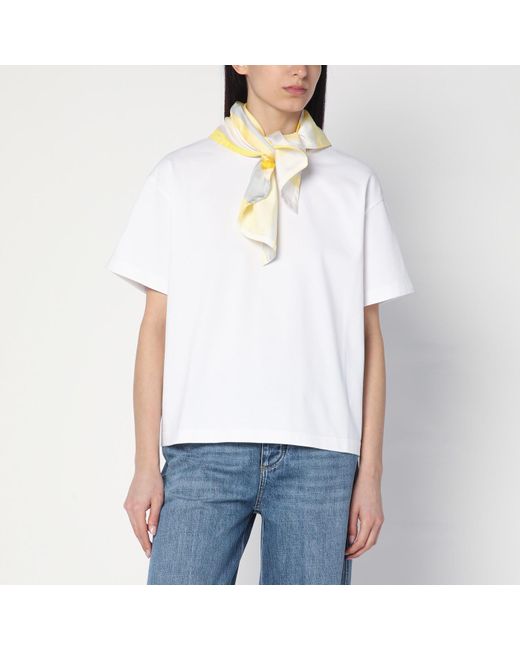 Bottega Veneta T-Shirt With Silk Scarf in White | Lyst