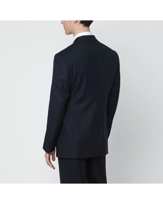 Dolce & Gabbana Blue Dark Wool Single-Breasted Jacket for men