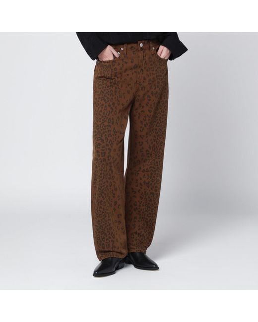 Citizens of Humanity Brown Relaxed Miro Jeans With Cheetah Print