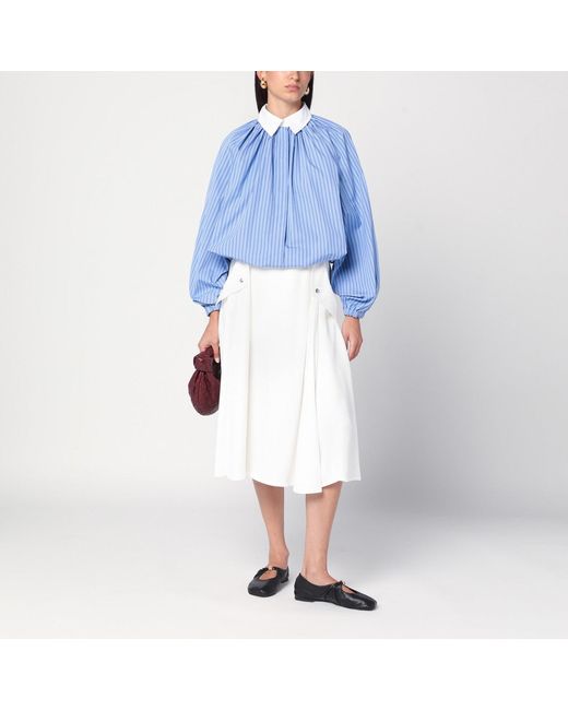 Patou Blue Striped Balloon-Sleeve Shirt