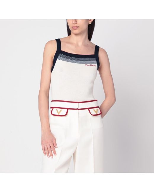 Valentino Blue Top With Chez Embroidery