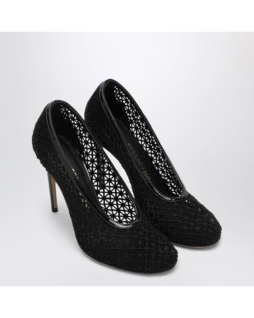 Ferragamo Black Macramé Pump