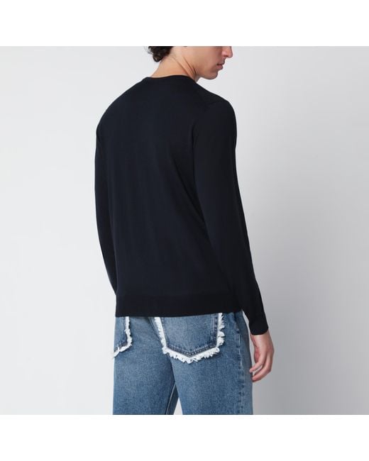 Drumohr Black Wool Crew-Neck Sweater for men