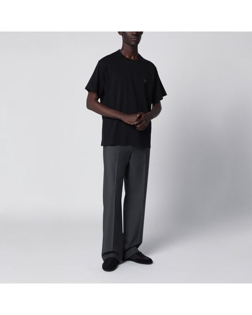 Prada Black Boxy Cotton Crew-Neck T-Shirt for men