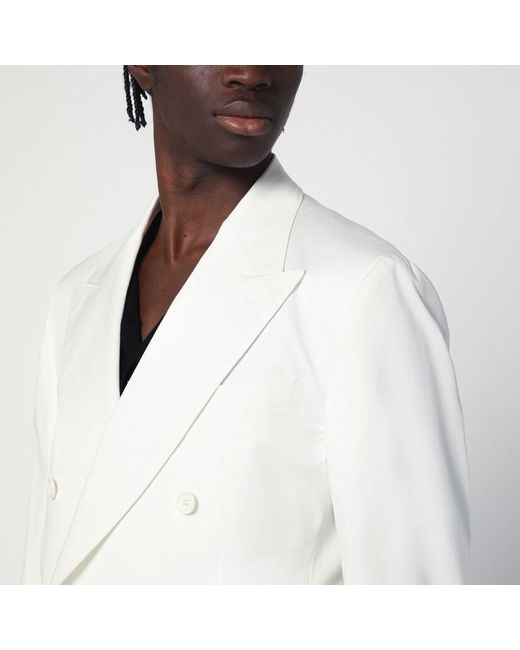 Dolce & Gabbana White Single-Breasted Cotton Jacket for men