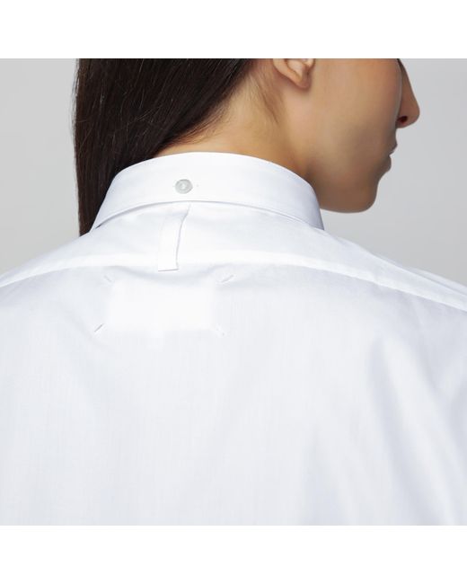 Maison Margiela White Long-Sleeve Cotton Poplin Shirt