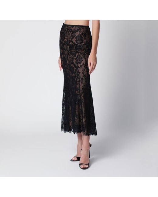 Self-Portrait Black Lace Midi Skirt