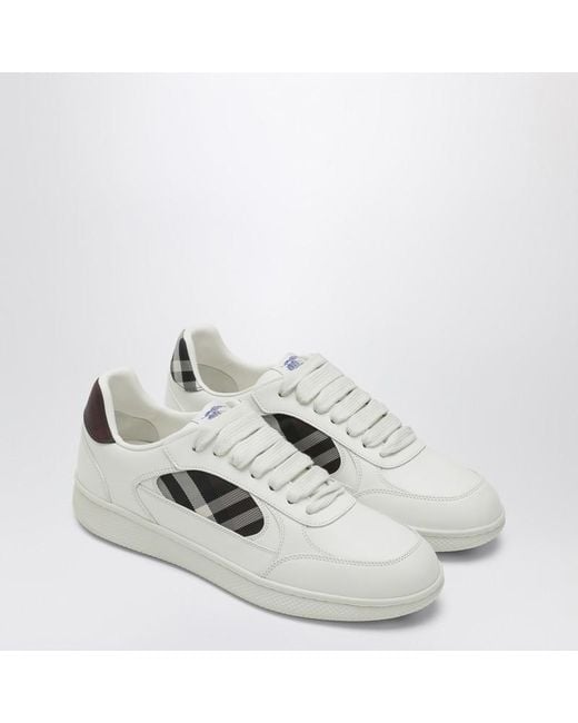 Burberry White Leather And Check Sneaker Terrace for men