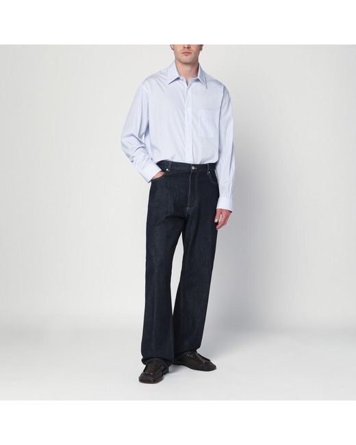 Bottega Veneta Gestreifte Baumwoll-Popeline-Bluse in White für Herren