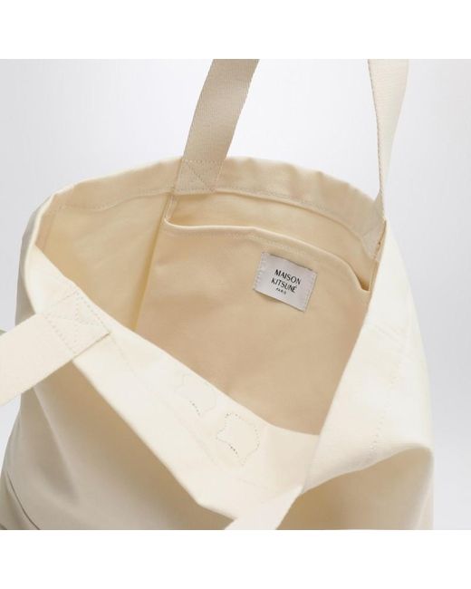 Maison Kitsuné Natural Doppelt Fetter Fuchs Kopf Mittel Große Tasche