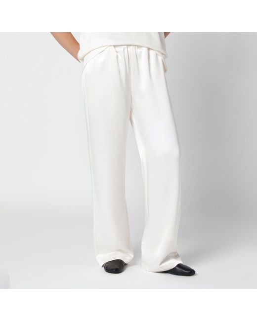 Rohe White Cream Silk Wide-Leg Trousers