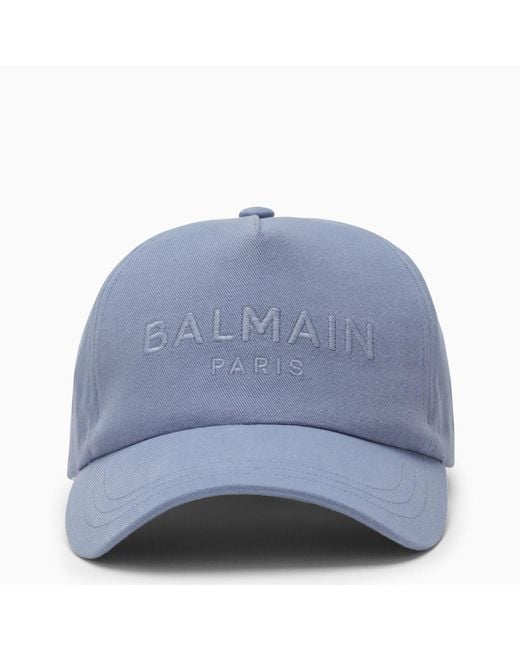 Balmain Blue Light Baseball Cap With Logo for men