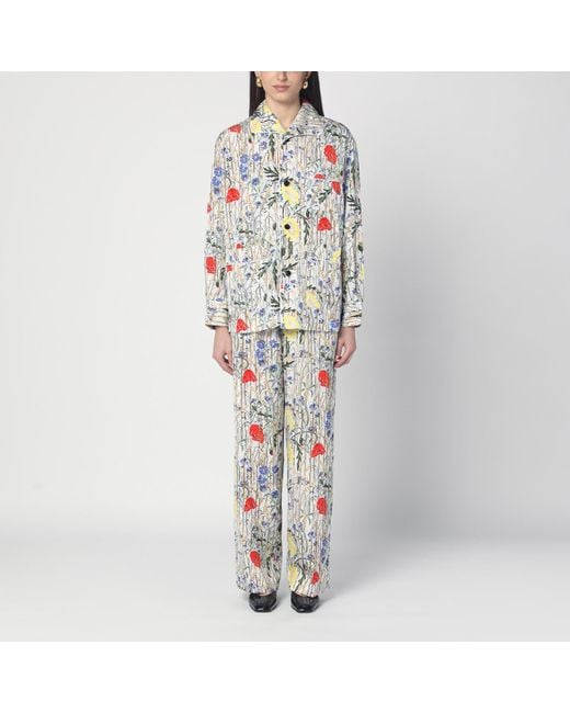 Bottega Veneta Multicolor Floral Viscose And Silk Pyjamas