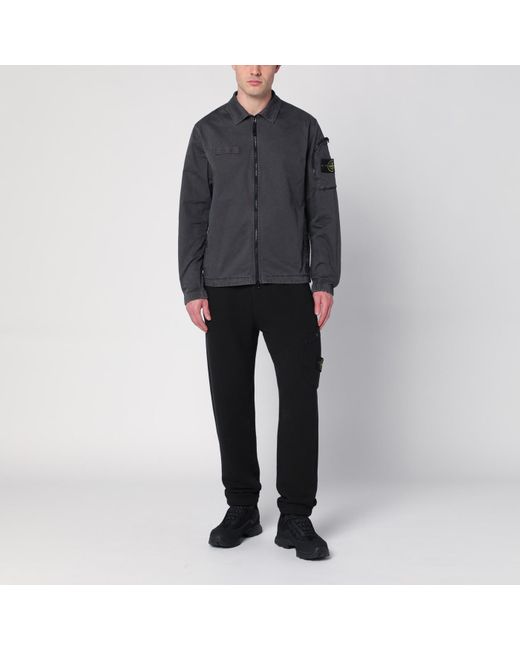 Stone Island Black Cotton Zipped Jacket for men