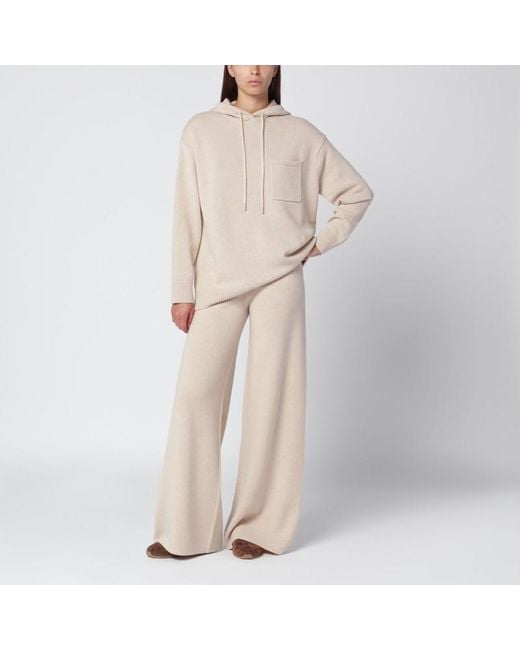 Max Mara Natural Wool And Cashmere Knit Hoodie
