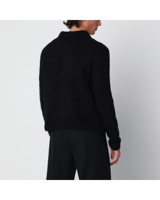 Dries Van Noten Black Long-Sleeved Alpaca Blend Cardigan for men