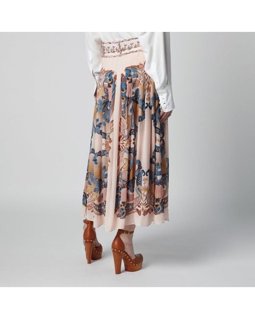 Farm Rio Multicolor Sea Garden Pleated Skirt