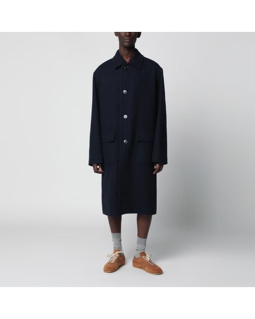 Dries Van Noten Black Single-Breasted Wool Coat for men