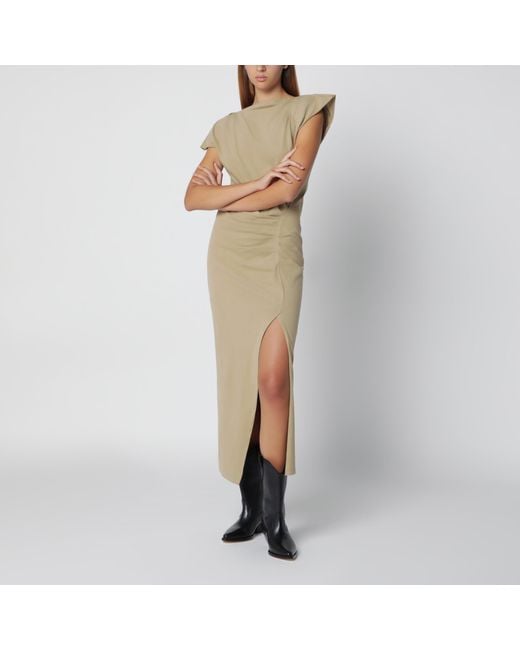 Isabel Marant Metallic Light Bronze Nadela Draped Jersey Dress