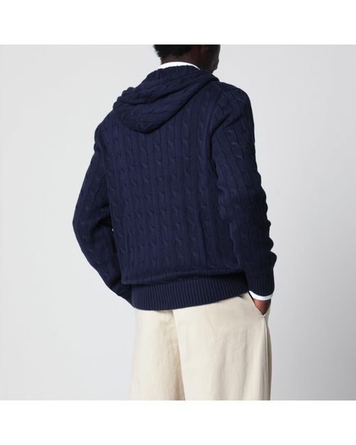 Polo Ralph Lauren Blue Cotton Cable-Knit Zip-Up Cardigan for men