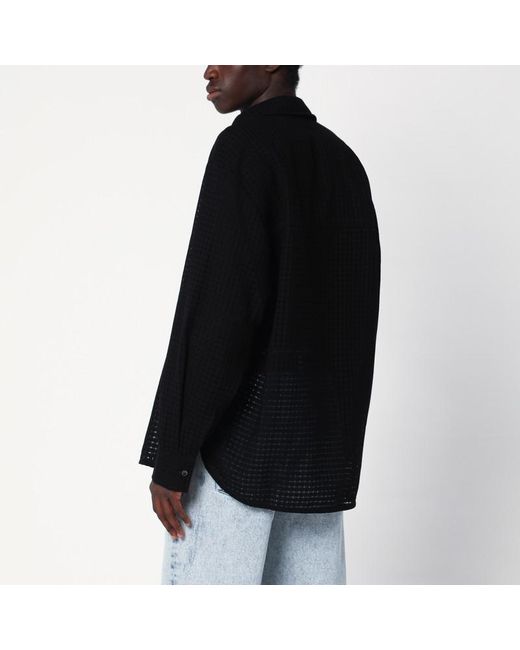 Camicia wes nera in cotone a rete di Séfr in Black da Uomo