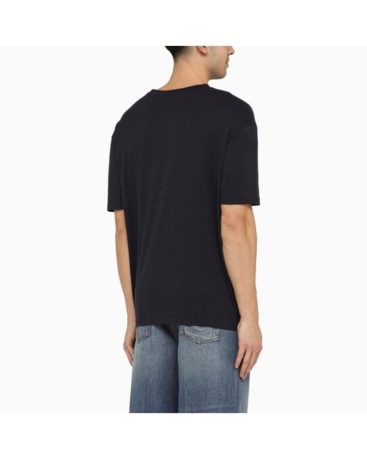 A.P.C. Black Logoed Navy Crewneck T Shirt for men