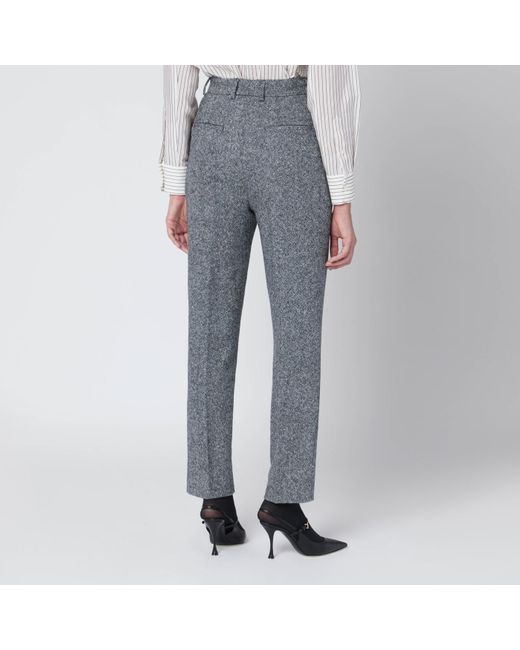 Dolce & Gabbana Blue Wool-Blend Dotted Trousers