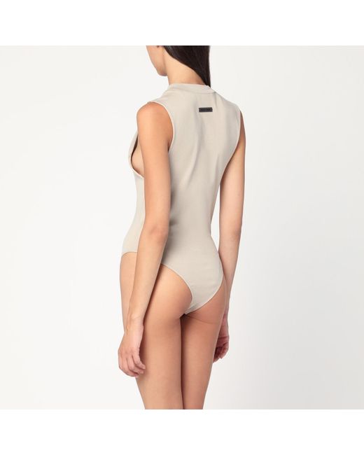 Fear Of God Gray Sleeveless Greige Cotton-Blend Bodysuit