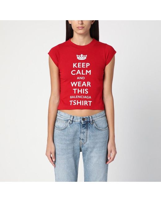 Balenciaga Red Cropped T-shirt Keep Calm