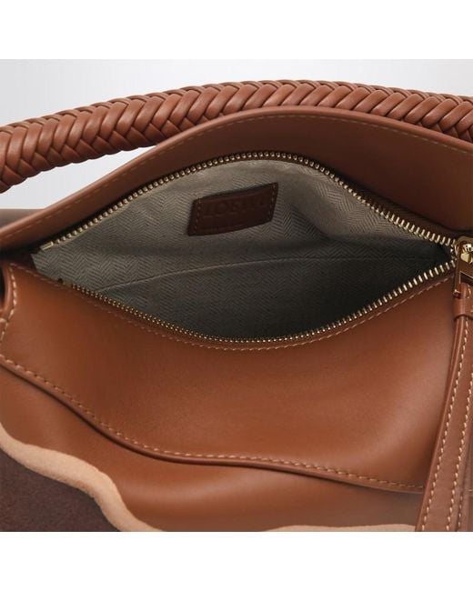 Borsa puzzle edge piccola pecan/parrot pink di Loewe in Brown