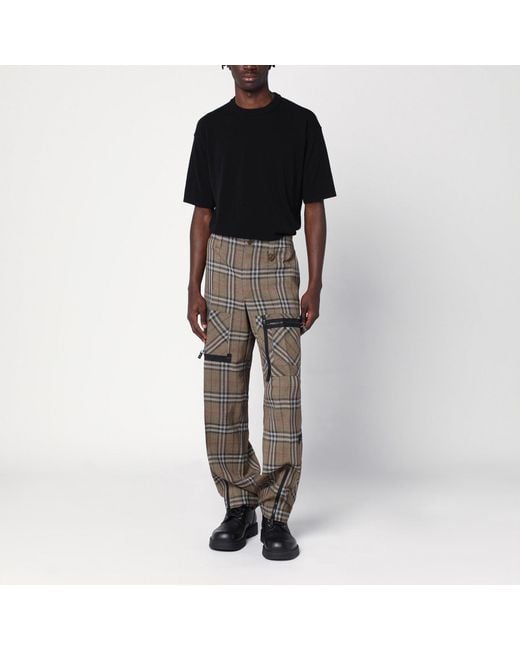 Burberry Gray Cargo Pants Check Pattern for men