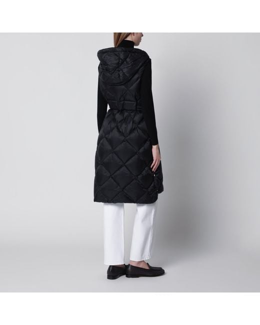 Max Mara Black Belted Sleeveless Down Jacket