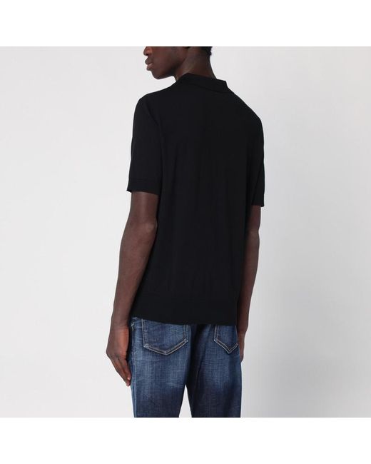 DSquared² Black Knitted D2 Polo Shirt for men