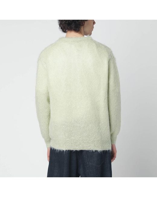 Auralee Green Light Brushed Mohair-Blend Sweater for men