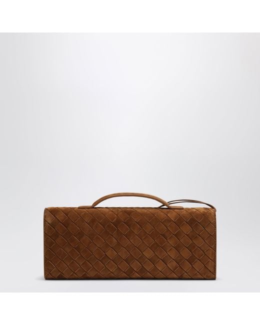 Bottega Veneta Brown Andiamo Clutch With Suede Handle