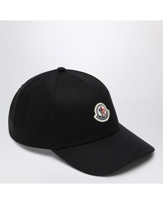 Moncler Black Cotton Baseball Cap With Patch for men