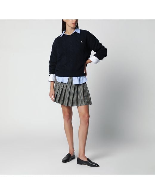 Polo Ralph Lauren Black Crewneck Cable-Knit Wool And Cashmere Sweater
