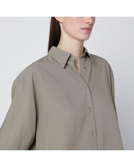 Totême Gray Taupe Wool-Blend Shirt