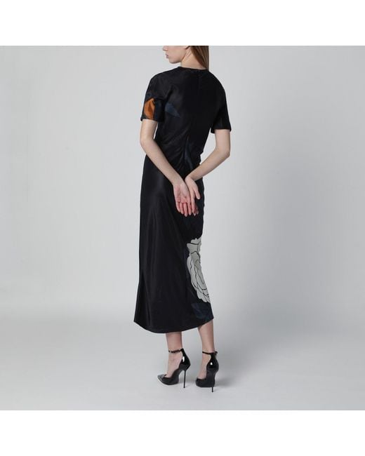 Victoria Beckham Blue Eve Floral Satin Midi Dress