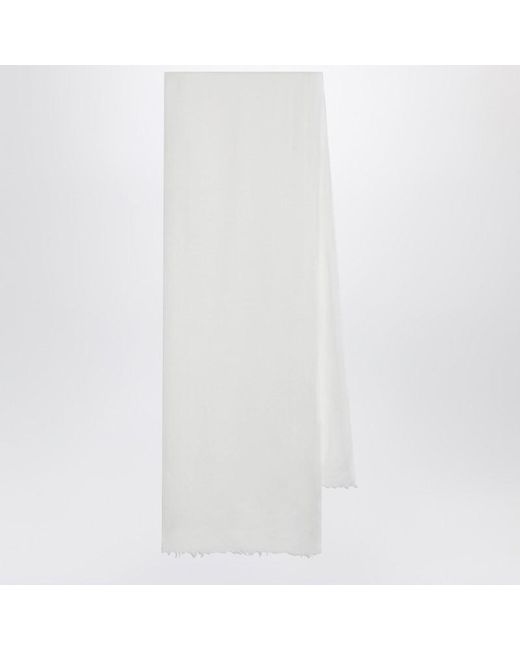 Sciarpa bianca in misto seta e cashmere di Destin in White