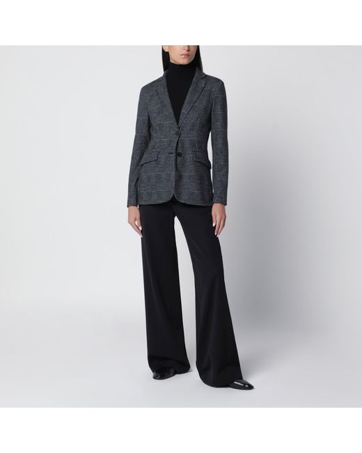 Harris Wharf London Black Single-Breasted Prince Of Wales Check Jacket