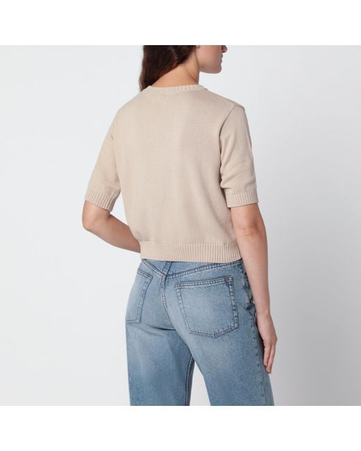 Weekend by Maxmara Blue Sand Cotton Sweater With Embroidery