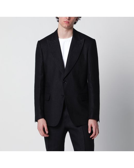 Lardini Black Single-Breasted Linen Jacket for men