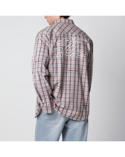 Off-White c/o Virgil Abloh Blue Check-Pattern Shirt With Logos for men