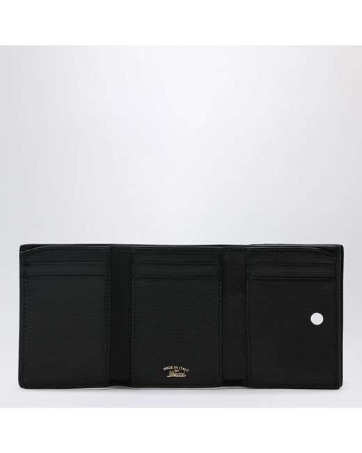 Gucci Black Small Tri-Fold Horsebit Web Wallet