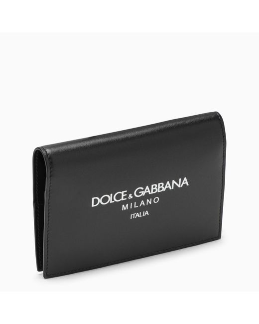 Dolce & Gabbana Black Dolce&Gabbana Calfskin Passport Holder With Logo for men