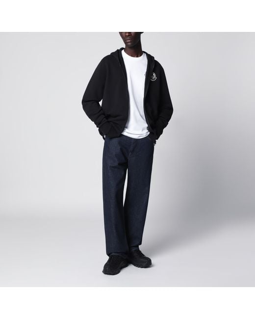 Moncler Blue Cotton Hoodie With Logo for men
