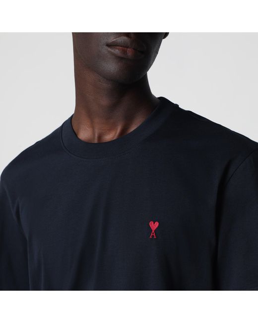 AMI Blue Ami De Coeur Night T-Shirt for men